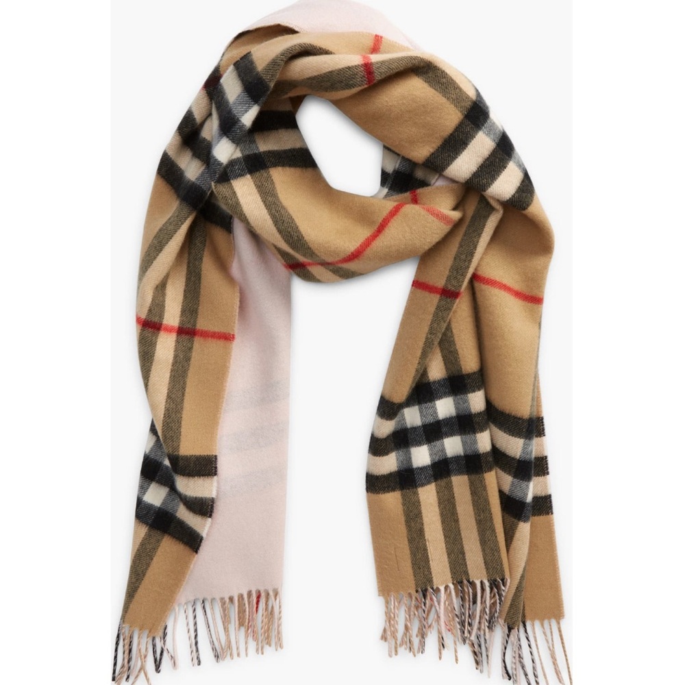 🖤SOLD🖤 Burberry Check Reversible Cashmere Scarf FROSTED PINK NWT